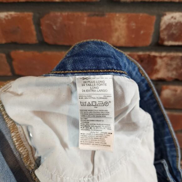 Old Navy Distressed Medium Wash Skinny Boyfriend Jeans Women's 24 Plus Long - Picture 8 of 8